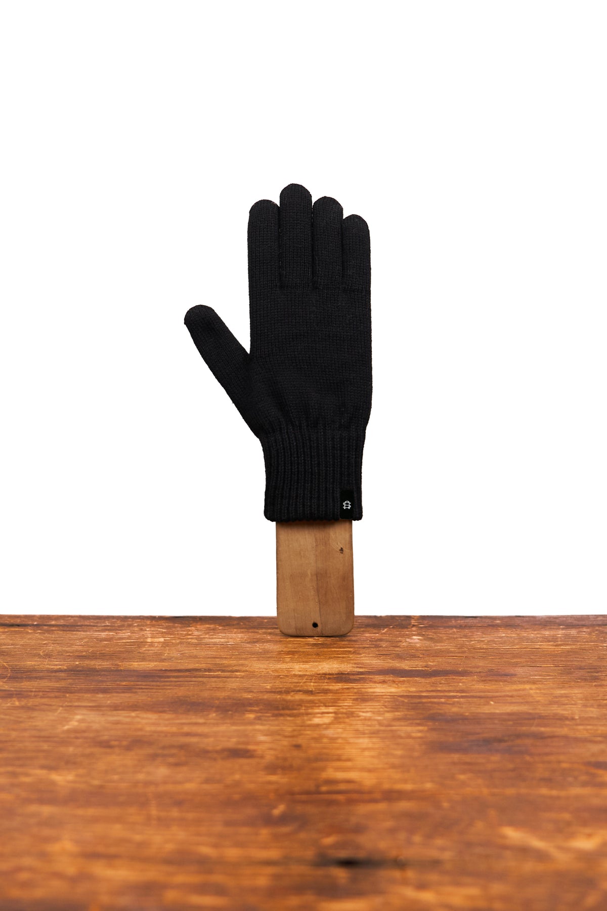 NEW Merino Wool and Recycled Polyester Full Finger Gloves - BLACK