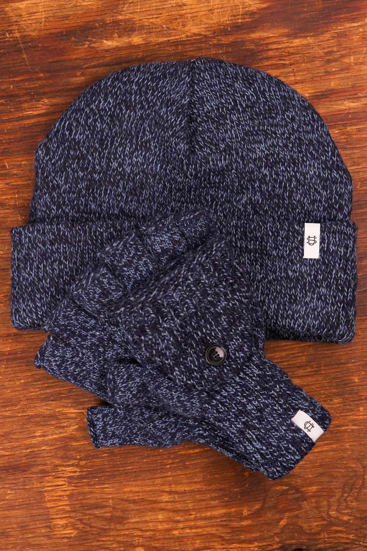 Bundle #10 - Denim Melange Ragg Wool Beanie with Glomitt