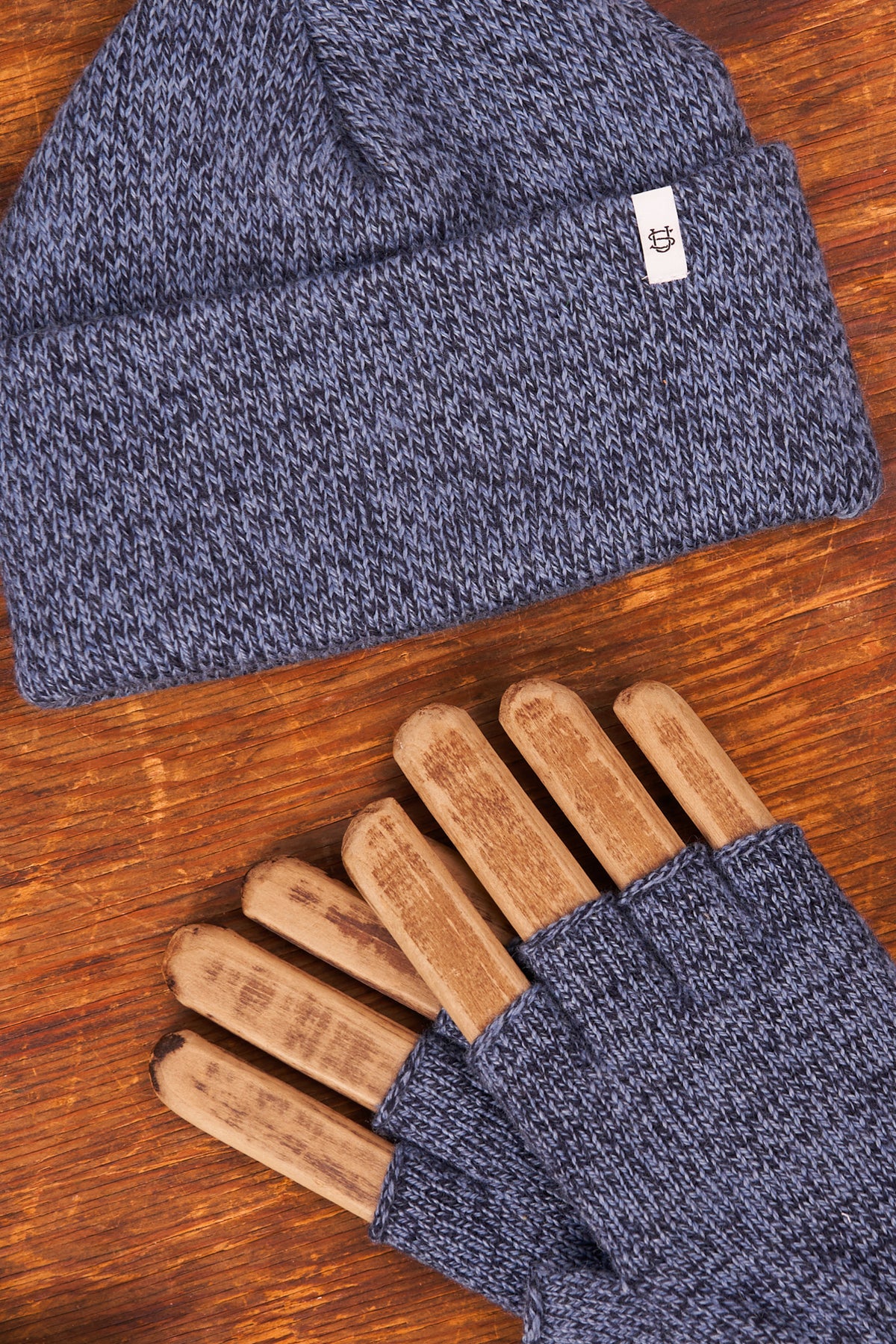 Bundle #6 - Sky Melange Ragg Wool beanies with Fingerless Glove