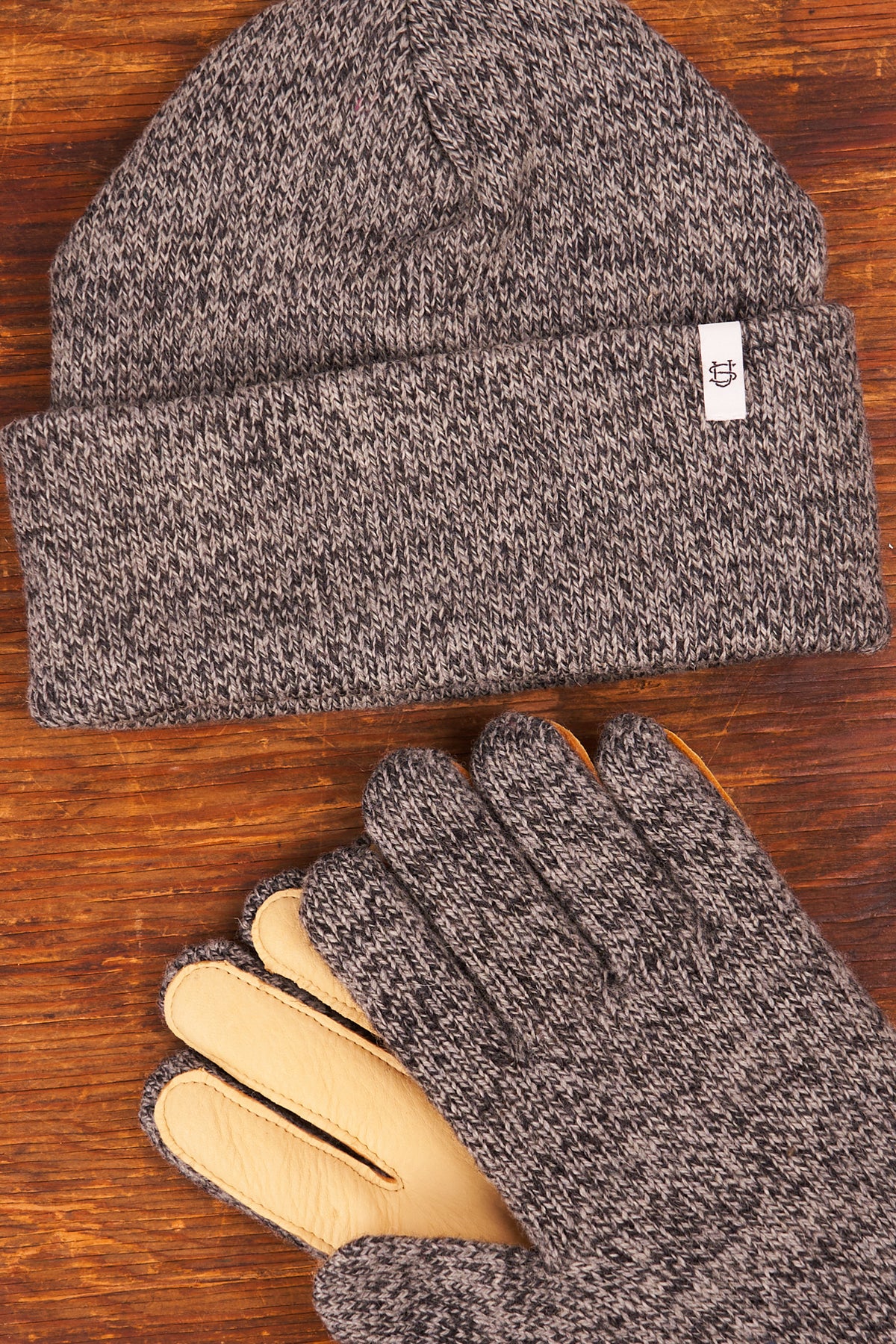 Bundle #3 - Charcoal Melange Ragg Wool Beanie with Full Finger Deerskin Glove