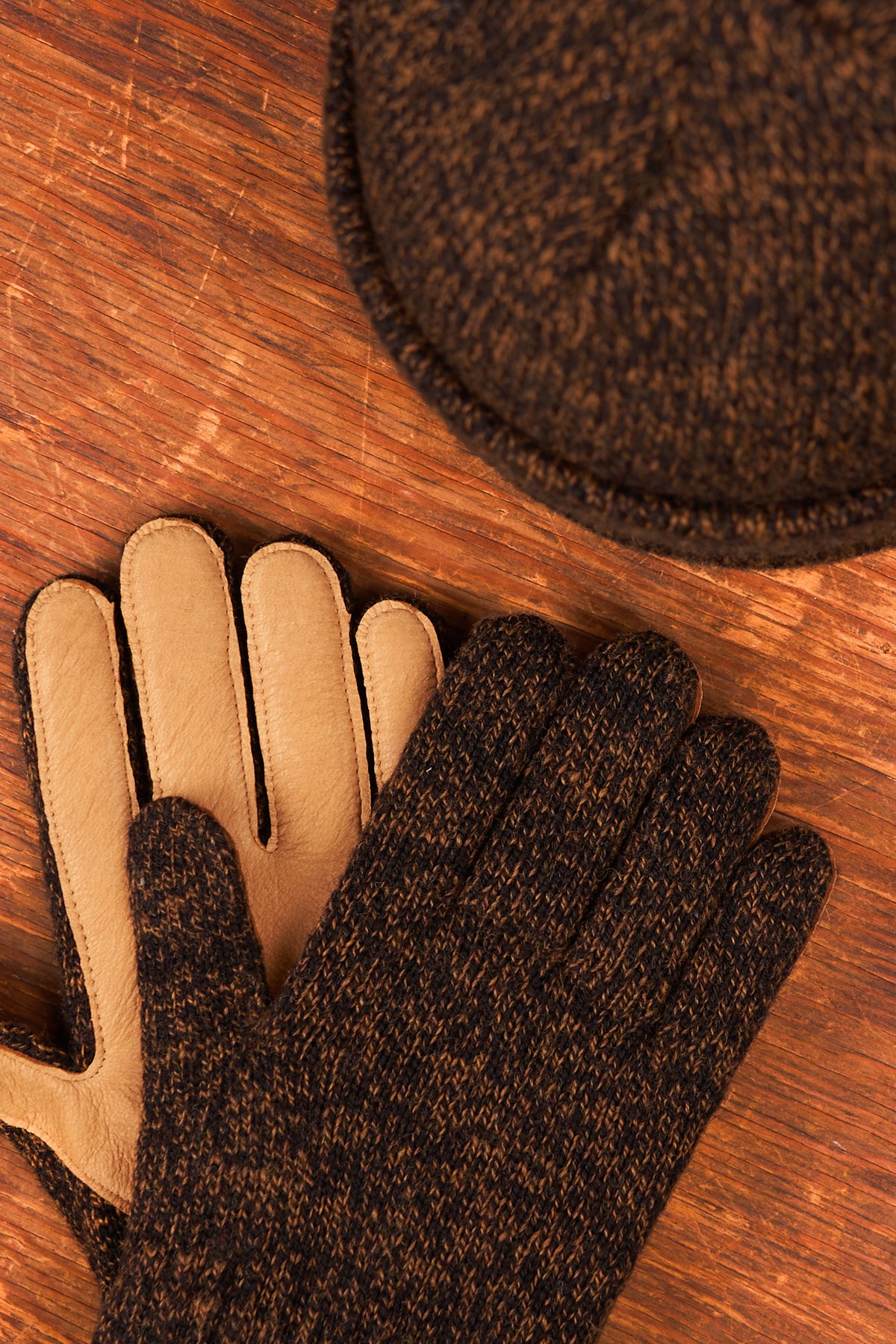 Bundle #2 - Rust Melange Ragg Wool Beanie with Full Finger Deerskin Glove