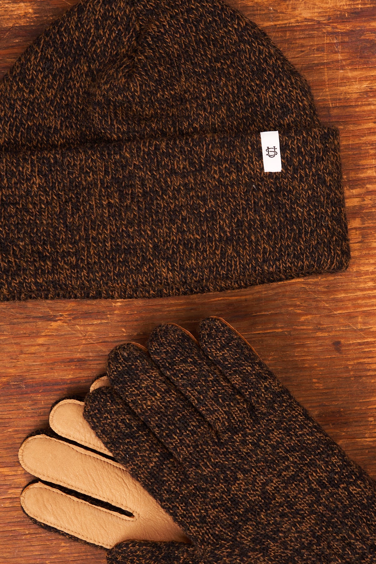 Bundle #2 - Rust Melange Ragg Wool Beanie with Full Finger Deerskin Glove