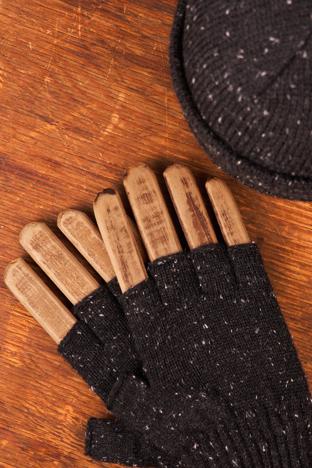 Bundle #1 - Black Tweed Ragg Wool beanies with Fingerless Glove