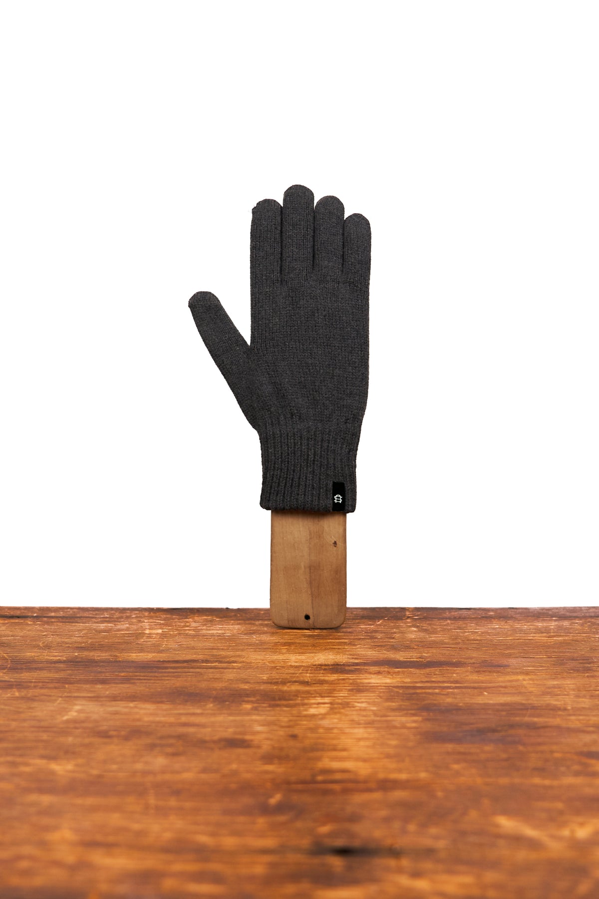 NEW Merino Wool and Recycled Polyester Full Finger Gloves - CHARCOAL