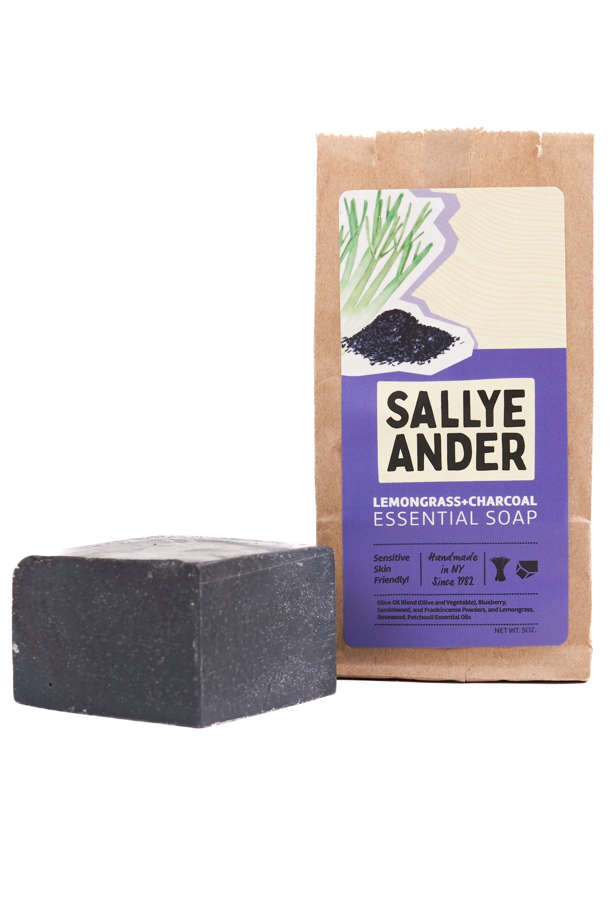 Sallyeander Soap - Lemongrass-Charcoal Essential Oil Soap