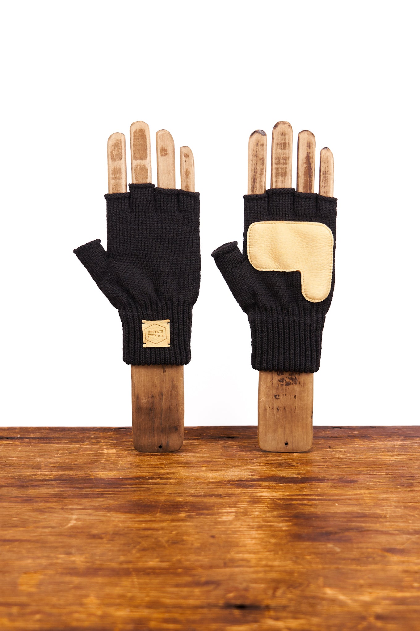 Leather and wool fingerless on sale gloves