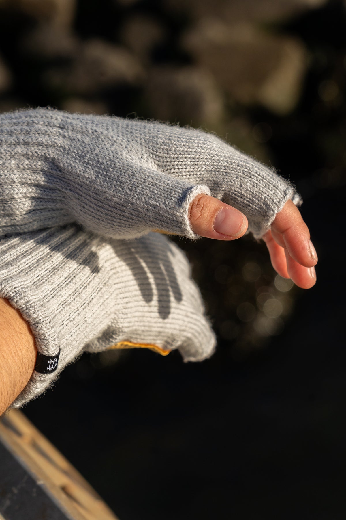 NEW Merino Wool and Recycled Polyester Fingerless Gloves - MUSHROOM